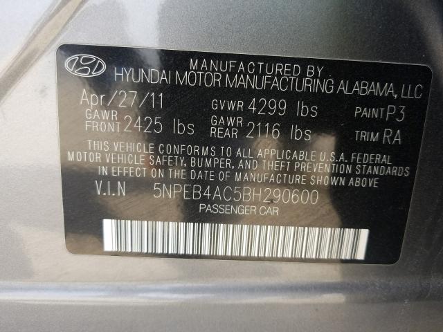 Photo 9 VIN: 5NPEB4AC5BH290600 - HYUNDAI SONATA GLS 