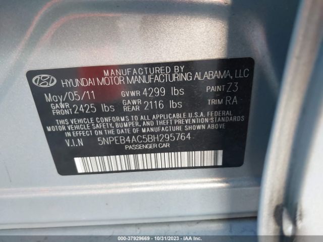 Photo 8 VIN: 5NPEB4AC5BH295764 - HYUNDAI SONATA 