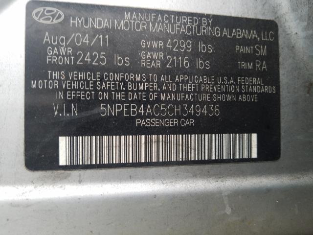 Photo 9 VIN: 5NPEB4AC5CH349436 - HYUNDAI SONATA GLS 