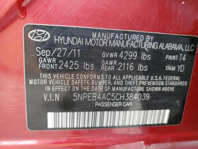 Photo 11 VIN: 5NPEB4AC5CH384039 - HYUNDAI SONATA GLS 