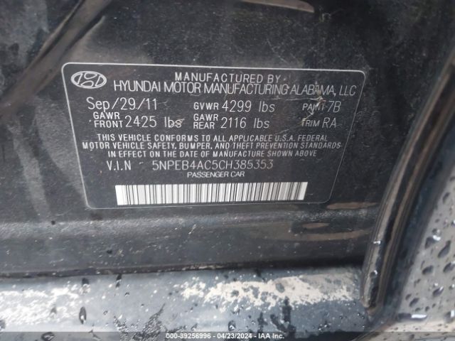 Photo 8 VIN: 5NPEB4AC5CH385353 - HYUNDAI SONATA 