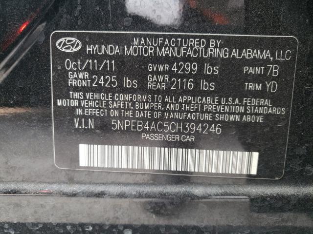 Photo 9 VIN: 5NPEB4AC5CH394246 - HYUNDAI SONATA GLS 