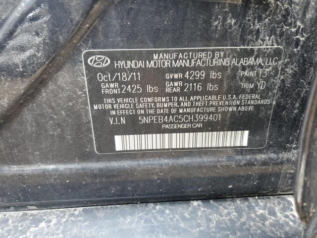 Photo 11 VIN: 5NPEB4AC5CH399401 - HYUNDAI SONATA 