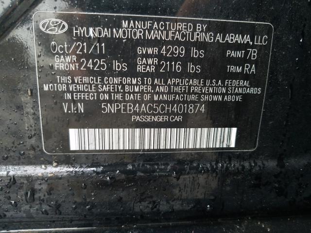 Photo 9 VIN: 5NPEB4AC5CH401874 - HYUNDAI SONATA GLS 