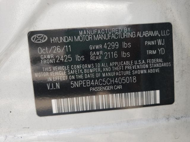 Photo 9 VIN: 5NPEB4AC5CH405018 - HYUNDAI SONATA GLS 