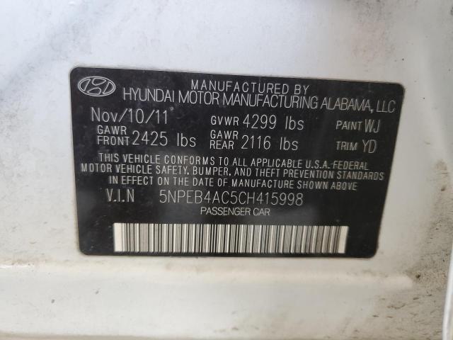 Photo 11 VIN: 5NPEB4AC5CH415998 - HYUNDAI SONATA 