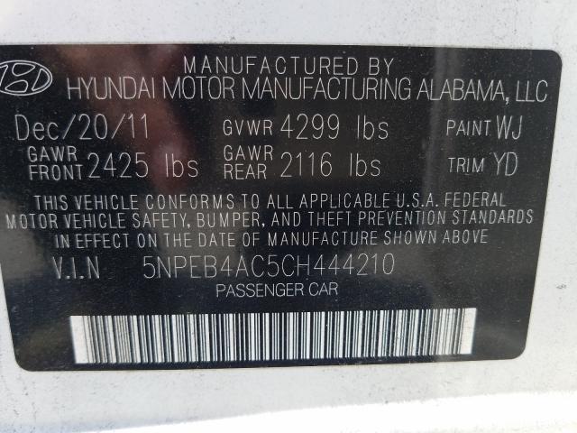 Photo 9 VIN: 5NPEB4AC5CH444210 - HYUNDAI SONATA GLS 