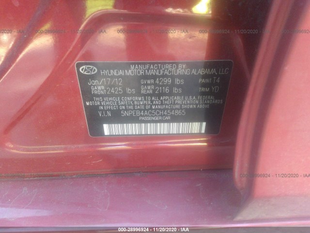 Photo 8 VIN: 5NPEB4AC5CH454865 - HYUNDAI SONATA 