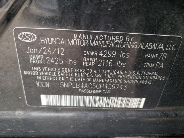 Photo 11 VIN: 5NPEB4AC5CH459743 - HYUNDAI SONATA 