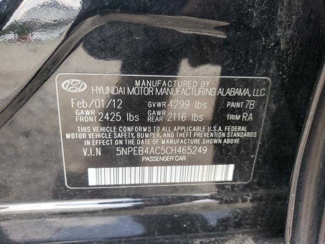 Photo 9 VIN: 5NPEB4AC5CH465249 - HYUNDAI SONATA GLS 