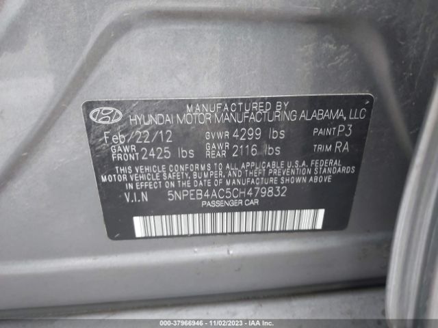 Photo 8 VIN: 5NPEB4AC5CH479832 - HYUNDAI SONATA 