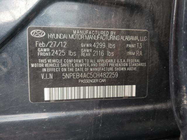 Photo 9 VIN: 5NPEB4AC5CH482259 - HYUNDAI SONATA 