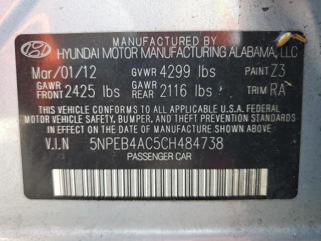 Photo 11 VIN: 5NPEB4AC5CH484738 - HYUNDAI SONATA 