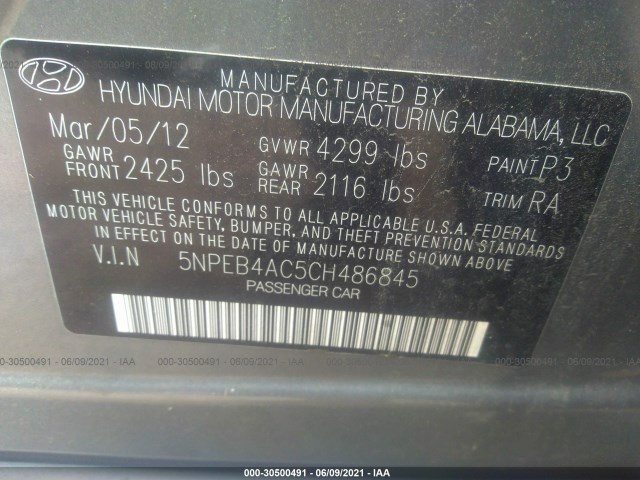 Photo 8 VIN: 5NPEB4AC5CH486845 - HYUNDAI SONATA 