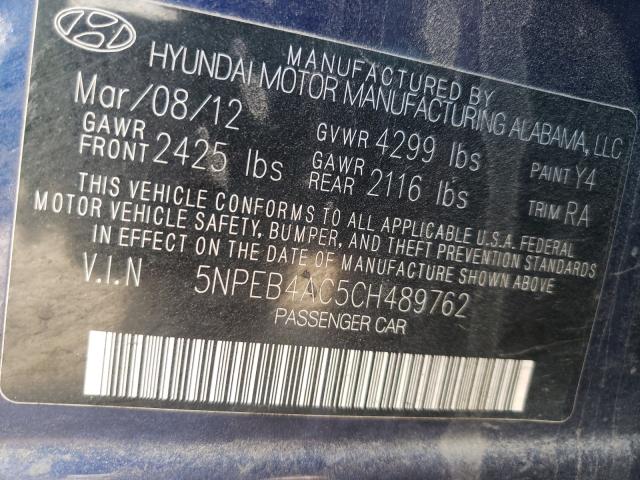 Photo 9 VIN: 5NPEB4AC5CH489762 - HYUNDAI SONATA GLS 