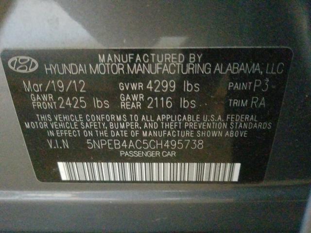 Photo 9 VIN: 5NPEB4AC5CH495738 - HYUNDAI SONATA GLS 