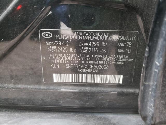 Photo 9 VIN: 5NPEB4AC5CH502008 - HYUNDAI SONATA GLS 