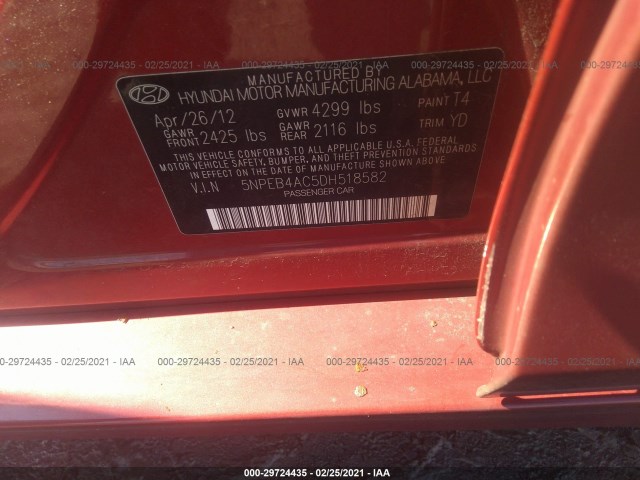 Photo 8 VIN: 5NPEB4AC5DH518582 - HYUNDAI SONATA 