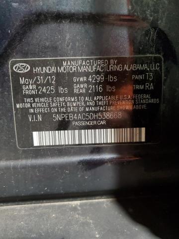 Photo 11 VIN: 5NPEB4AC5DH538668 - HYUNDAI SONATA 