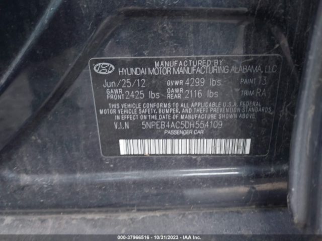 Photo 8 VIN: 5NPEB4AC5DH554109 - HYUNDAI SONATA 