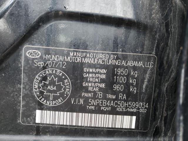 Photo 12 VIN: 5NPEB4AC5DH599034 - HYUNDAI SONATA 