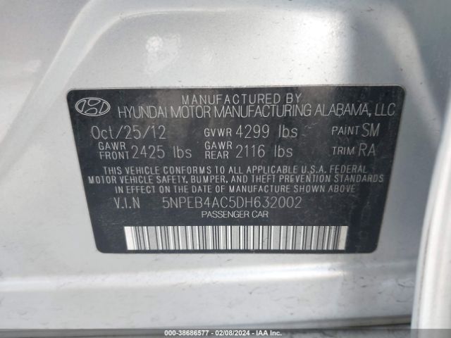 Photo 8 VIN: 5NPEB4AC5DH632002 - HYUNDAI SONATA 