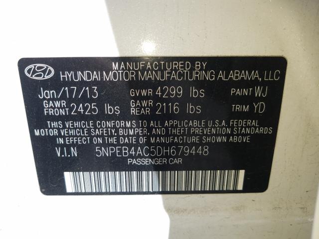 Photo 9 VIN: 5NPEB4AC5DH679448 - HYUNDAI SONATA GLS 