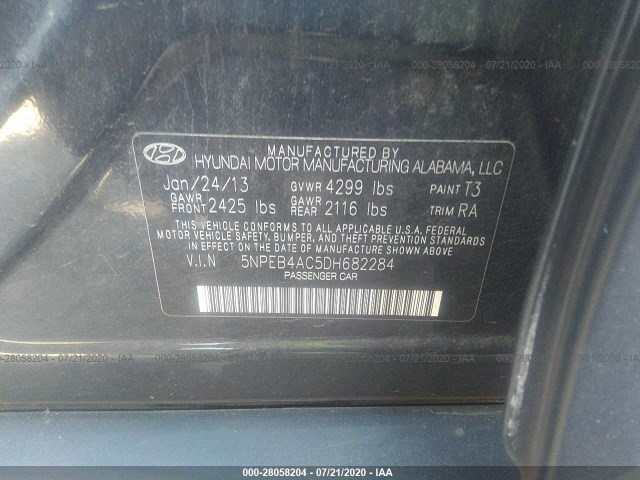 Photo 8 VIN: 5NPEB4AC5DH682284 - HYUNDAI SONATA 