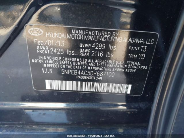 Photo 8 VIN: 5NPEB4AC5DH687100 - HYUNDAI SONATA 