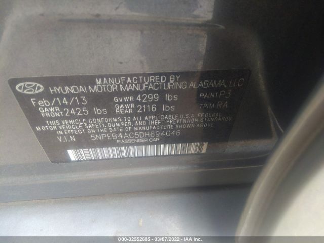 Photo 8 VIN: 5NPEB4AC5DH694046 - HYUNDAI SONATA 