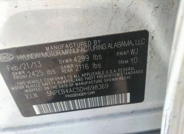 Photo 8 VIN: 5NPEB4AC5DH698369 - HYUNDAI SONATA 