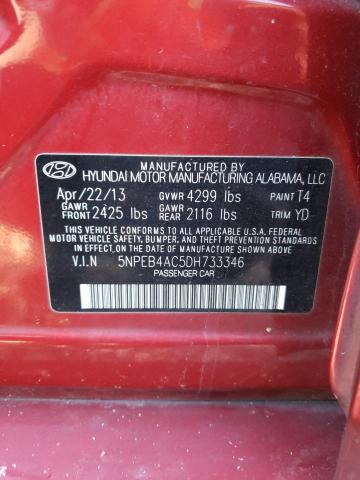 Photo 12 VIN: 5NPEB4AC5DH733346 - HYUNDAI SONATA 