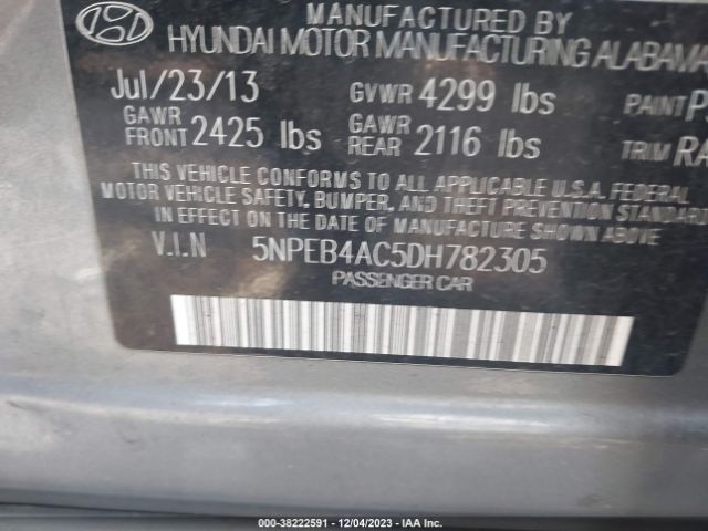 Photo 8 VIN: 5NPEB4AC5DH782305 - HYUNDAI SONATA 