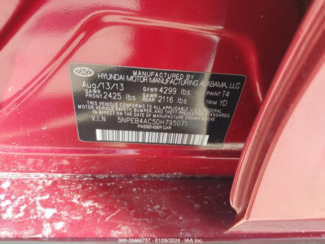 Photo 8 VIN: 5NPEB4AC5DH795071 - HYUNDAI SONATA 