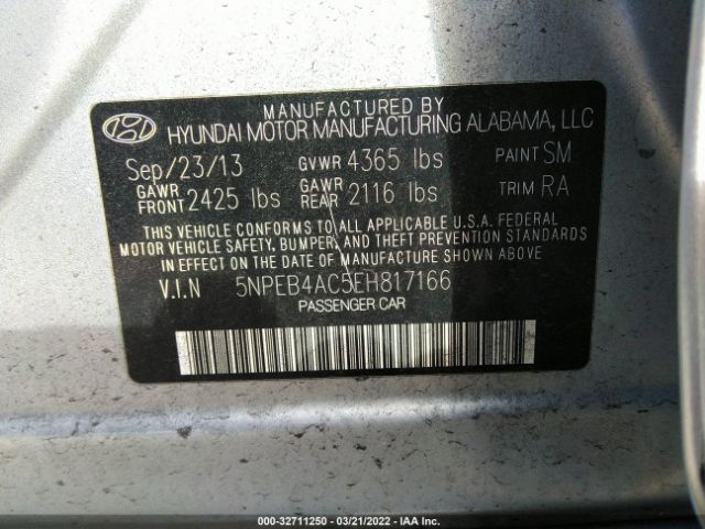 Photo 8 VIN: 5NPEB4AC5EH817166 - HYUNDAI SONATA 