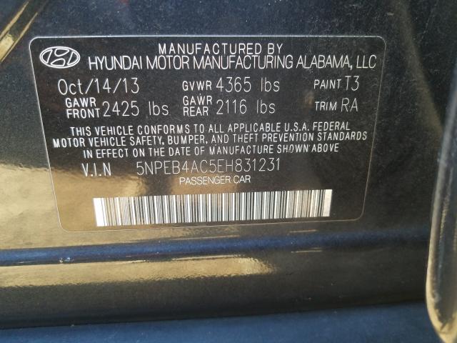 Photo 9 VIN: 5NPEB4AC5EH831231 - HYUNDAI SONATA GLS 