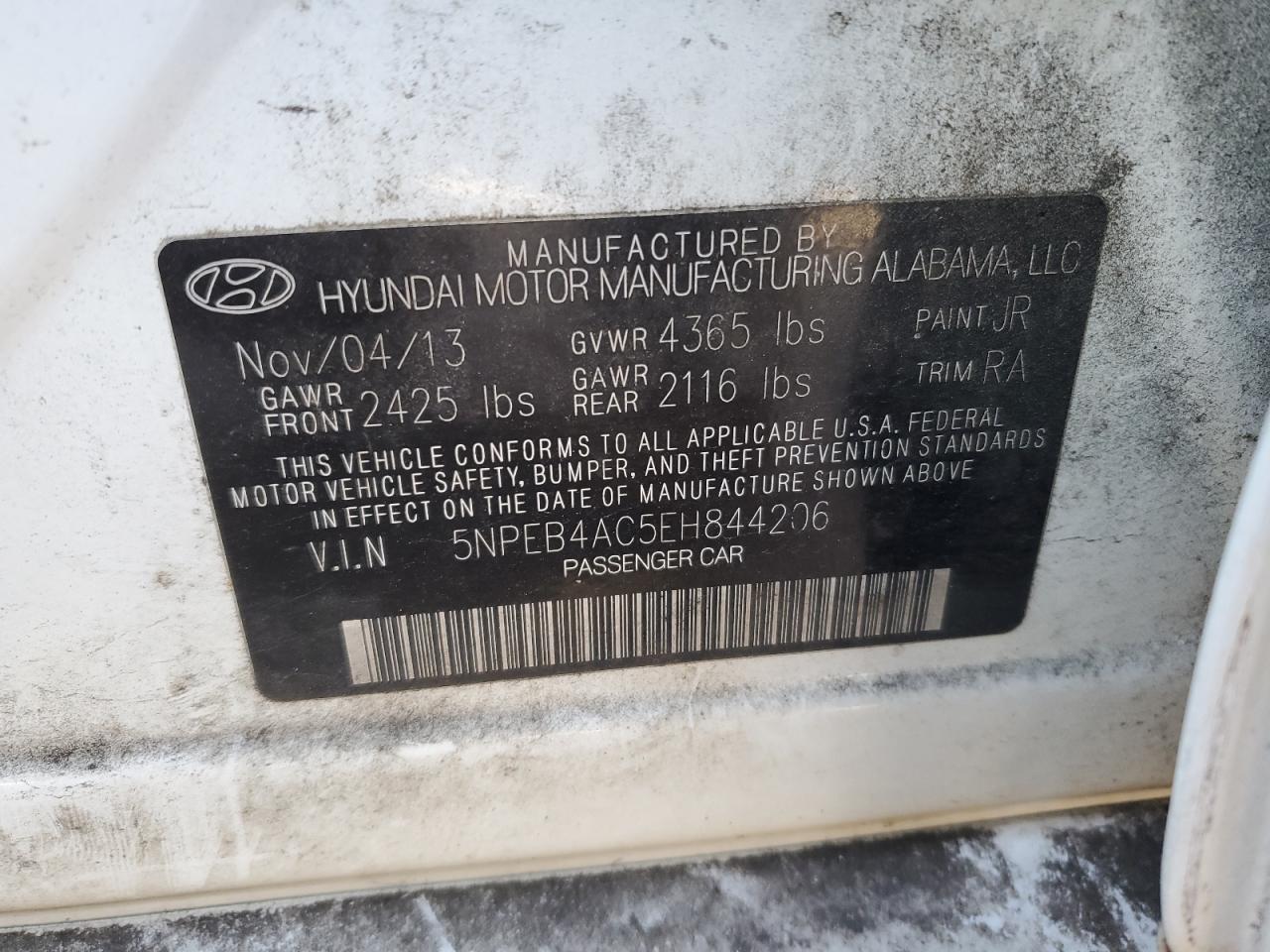 Photo 11 VIN: 5NPEB4AC5EH844206 - HYUNDAI SONATA 