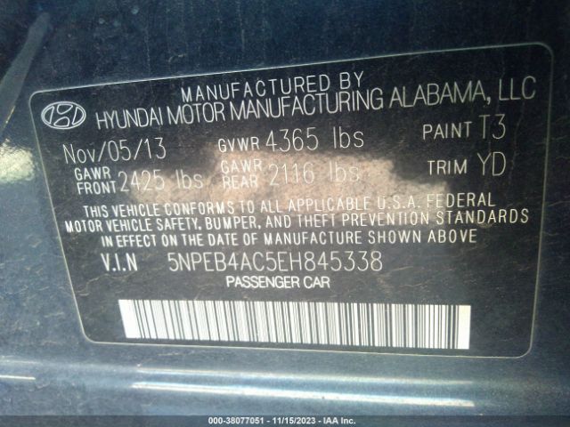 Photo 8 VIN: 5NPEB4AC5EH845338 - HYUNDAI SONATA 