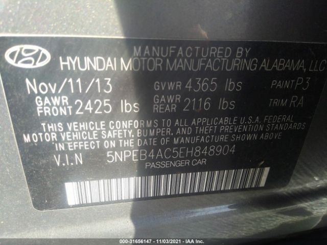 Photo 8 VIN: 5NPEB4AC5EH848904 - HYUNDAI SONATA 