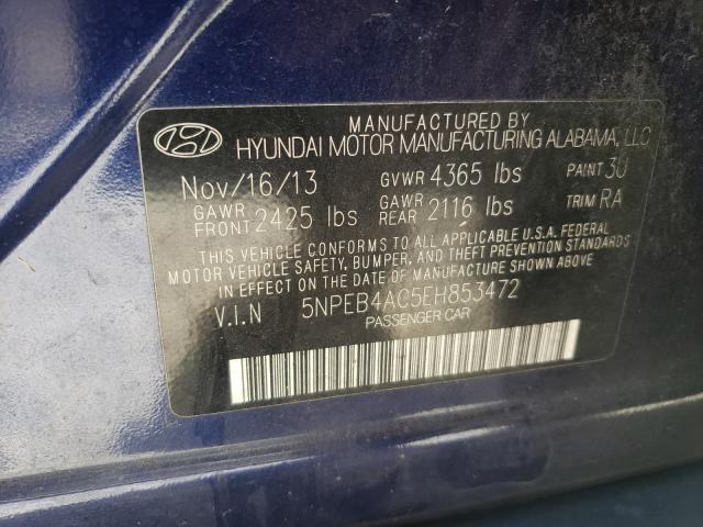 Photo 9 VIN: 5NPEB4AC5EH853472 - HYUNDAI SONATA GLS 