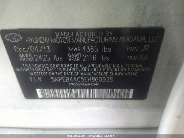 Photo 8 VIN: 5NPEB4AC5EH860938 - HYUNDAI SONATA 