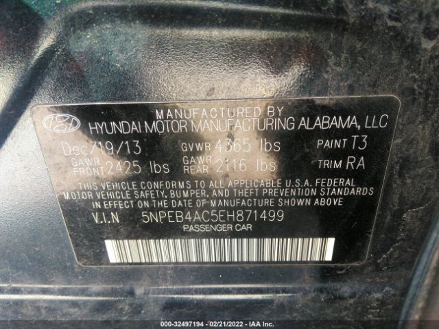 Photo 8 VIN: 5NPEB4AC5EH871499 - HYUNDAI SONATA 