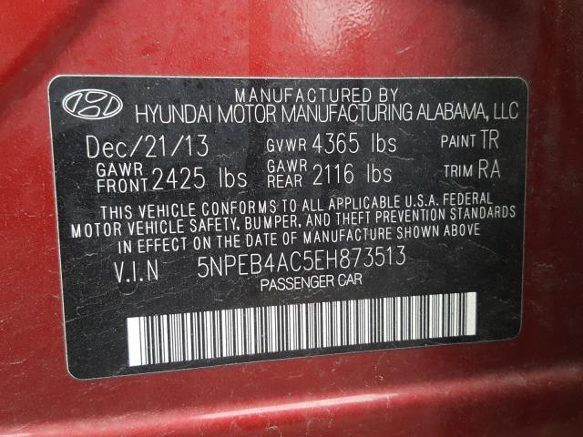 Photo 9 VIN: 5NPEB4AC5EH873513 - HYUNDAI SONATA GLS 