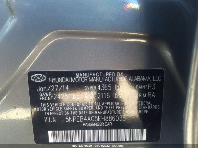 Photo 8 VIN: 5NPEB4AC5EH886035 - HYUNDAI SONATA 