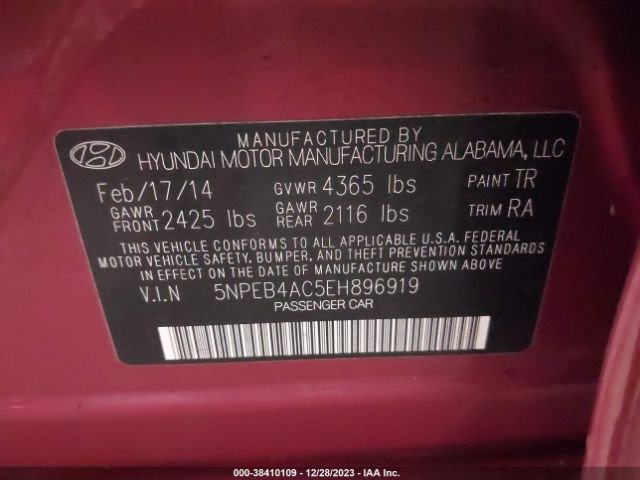 Photo 8 VIN: 5NPEB4AC5EH896919 - HYUNDAI SONATA 