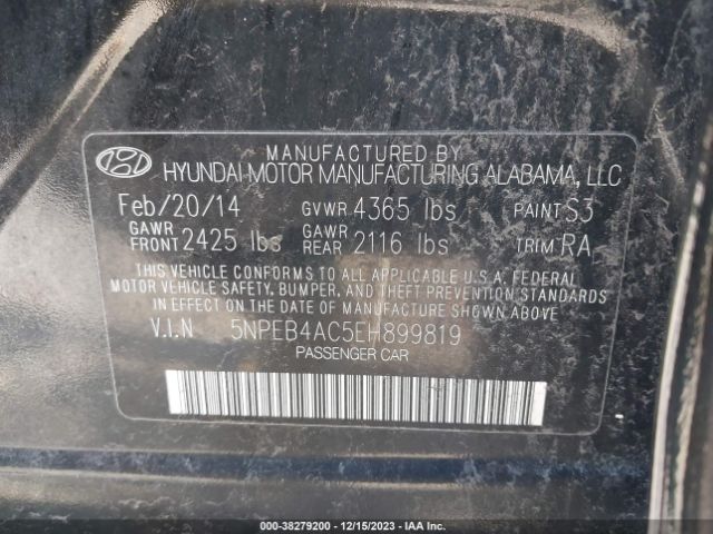 Photo 8 VIN: 5NPEB4AC5EH899819 - HYUNDAI SONATA 