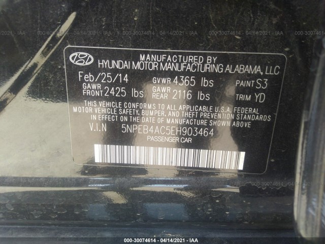 Photo 8 VIN: 5NPEB4AC5EH903464 - HYUNDAI SONATA 