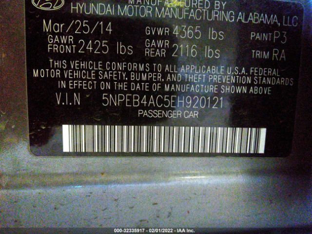 Photo 8 VIN: 5NPEB4AC5EH920121 - HYUNDAI SONATA 