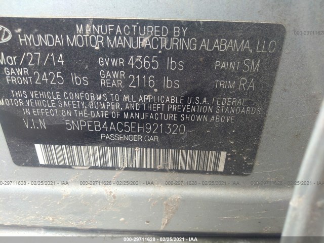 Photo 8 VIN: 5NPEB4AC5EH921320 - HYUNDAI SONATA 