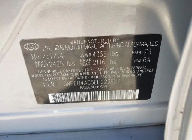 Photo 8 VIN: 5NPEB4AC5EH923827 - HYUNDAI SONATA 